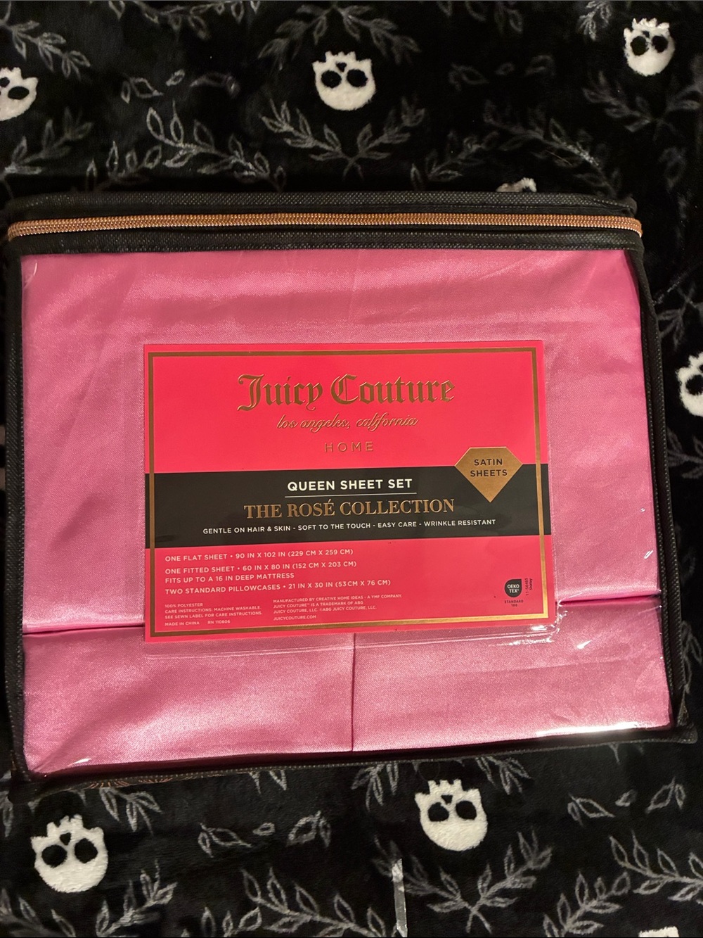 Juicy Couture The Rose Collection 🌹 Satin Queen Sheet Set in Pink-Queen size